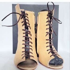 Tan Lace-Up Women's Shoes